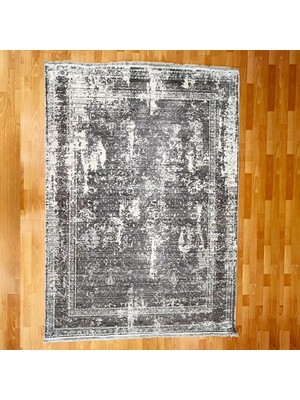 Mevlana Bazaar Gri Desenli 170X240 Vintage Eskitme Halı
