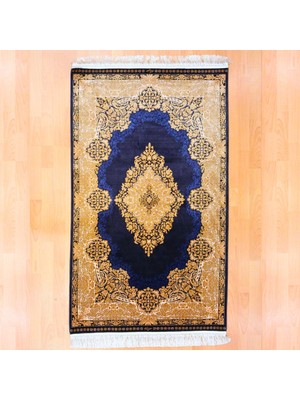Mevlana Bazaar Elmas Motifli 160 x 230 cm Ipek Halı Mavi