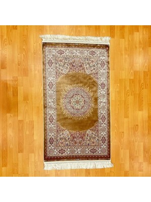 Mevlana Bazaar Lüks Mihraplı Madalyon Desenli 90 x 150 cm Ipek Halı