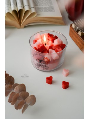 PremiumPort Özel Tasarım Kokulu Soya Wax Cam Bardak Kalp Dekoratif Mum