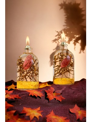 PremiumPort El Yapımı Doğal Bitkili Sarı Dekoratif Mum Seti, Sıcak Atmosfer Sağlar