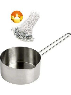 PremiumPort 500 ml Mum Eritme Kabı ve Fitilli 20'li Mum Yapım Seti