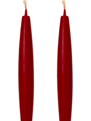PremiumPort Kırmızı Balmumu Mum Seti, 2 Adet, Şamdan ve Masa Dekoru, 22 cm