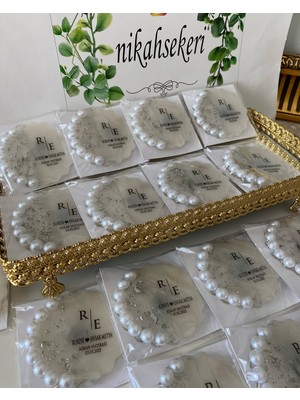 Siyah Lale Incili Epoksi Magnet Paketli Nikah, Söz, Nişan Hediyelik - 100 Adet