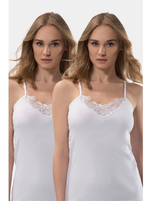 Türen Kadin Güpür Detayli Ip Askili Pamuklu Atlet 2'li Paket