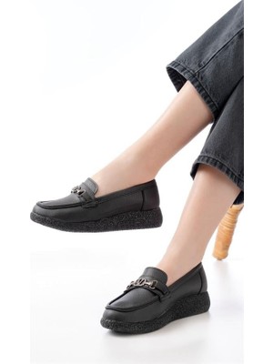 Sibel Gürel İNF-150-01 Siyah Taş Aksesuarlı Günlük Kadın Ayakkabı