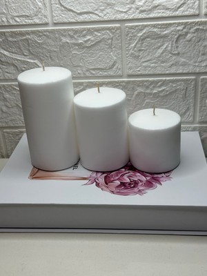 PremiumPort Beyaz Silindir Mum Vanilya Kokulu 6-9-12 cm Boy Seçenekleri