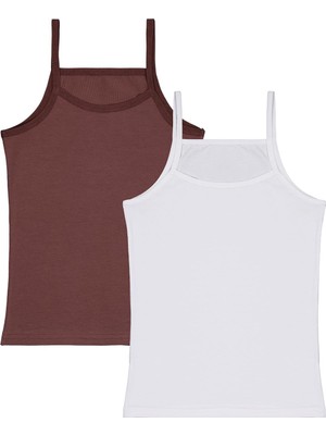 DOMİ Domi Kids Mocha 2-8 Yaş Kız Çocuk 2'li Atlet - Standart 4-5 Yaş