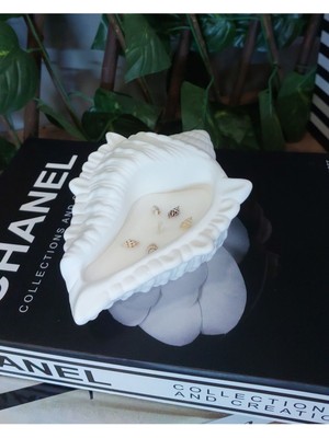 PremiumPort Büyük Deniz Kabuğu Mum, Vanilya Kokulu, Şık ve Sıcak Atmosfer Için