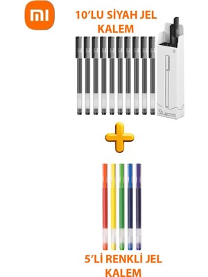 Xiaomi 10'lu Siyah Jel ve 5'li Renkli Jel Kalem