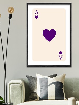 Evine Moda Lila Kalp Ası Tek Parça Ahşap Çerçeveli Tablo