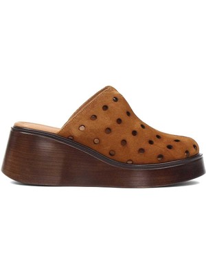 Celal Gültekin Kadın Taba Dolgu Topuklu Süet Deri Terlik