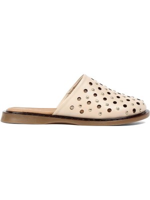 Celal Gültekin Kadın Bej  Deri Terlik