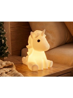 KMA Tekstil Sevimli Unicorn Lamba – Işıklı Tealight Mumluk (Led Tealight Dahil)