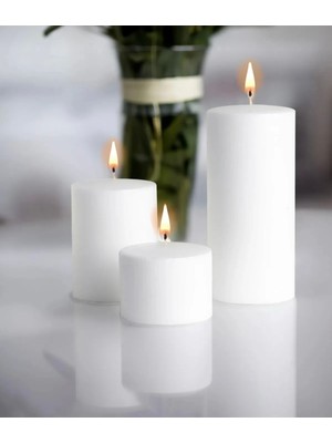 PremiumPort Pudra Kokulu Silindir Mumlar 3'lü Set, 6.9.12 Cm, Şık ve Sıcak Atmosfer
