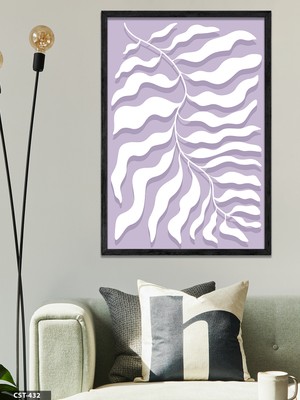 Evine Moda Dalga Yaprağı Tek Parça Ahşap Çerçeveli Tablo