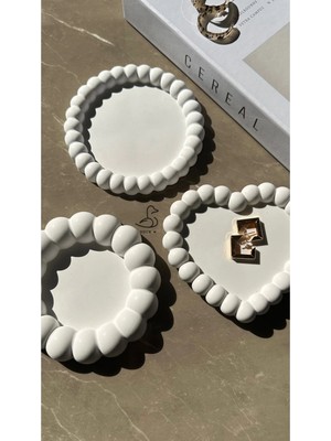 CasadiDuck Baloncuk Görünümlü Taş Tozu Dekoratif Tabak 6'lı Set