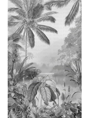 Siyah Beyaz Orman Detay Poster Duvar Kağıdı