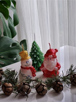 PremiumPort Yılbaşı Temalı Dekoratif Mum Seti, Sıcak ve Şen Hava Yaratır