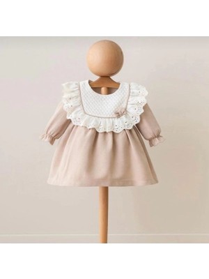 Butik Kız Bebek %100 Pamuklu Fisto Yaka Detaylı Elbise