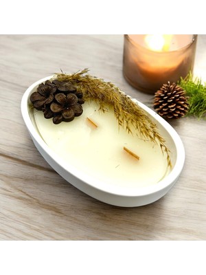 PremiumPort Şık Kayık Tabak ve Çiçekli Bahçe Mumluk Seti, Ev Dekorasyonu Için Fark Yaratır