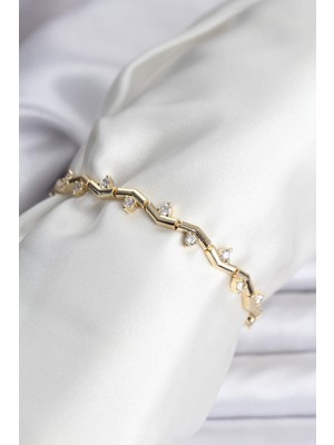 Inure Jewelry Zikzak Model Pirinç Gold Renk Bileklik