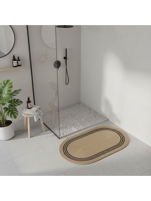 Comfort Craft Hasır Çizgili Jüt Paspas | Banyo | Balkon | Doğal | Yıkanabilir | 60X100 cm