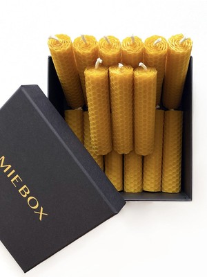 PremiumPort Doğal Petek Balmumu Mum Seti, 16'lı, Sıcak ve Yumuşak Işıklar