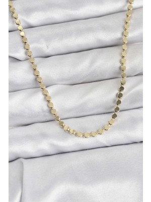 Inure Jewelry 316L Çelik Zincir Gold Renk Ezme Zincir Model 65 cm Kadın Kolye