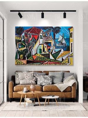 SML Tablo Pablo Picasso 1953 Akdeniz Manzarası Soyut Manzara Yatay Kanvas Tablo