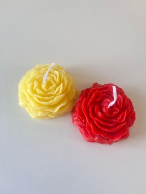 PremiumPort Aloe Vera Kokulu Sarı Kırmızı Dekoratif Şakayık Mum Seti (2'li)