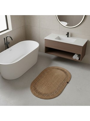 Comfort Craft Hasır Trikotlu Jüt Paspas | Banyo | Balkon | Doğal | Yıkanabilir | 60X100 cm