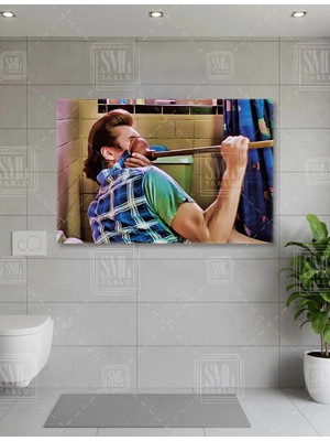 SML Tablo Jim Carrey Ace Ventura Hayvan Dedektifi Komik Banyo Dekor Yatay Kanvas Tablo