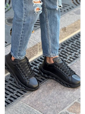 Zerenyus ZRC2533 Premium Özel Taban Erkek Siyah Sneaker