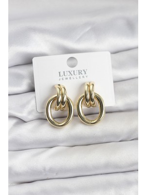 Inure Jewelry Gold Renk Pirinç Vintage Kadın Küpe