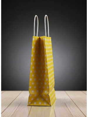 e ERTA Sarı Benekli Kraft Çanta 25X31 cm 20 Adet Hediye Poşeti ,hediye Paketi ,puantiyeli Kraft Kağıt Çanta