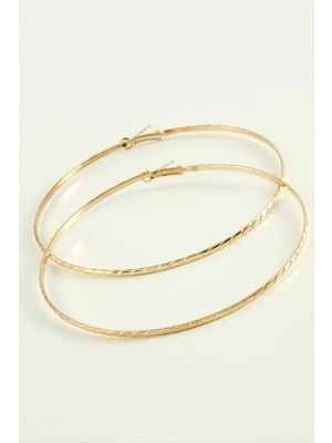 Eco Lounge Çizgili Metal Halka Küpe 8-9-10 cm