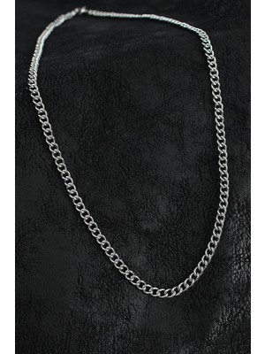 Inure Jewelry 316L Çelik Klasik Oval Zincir Model Gümüş Renk Erkek Kolye