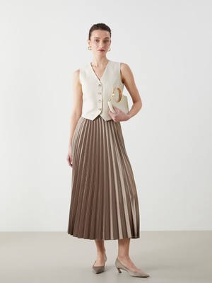 Lc Waikiki Yeni Sezon Beli Lastikli Saten Kadın Pileli Etek