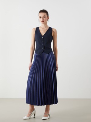 Lc Waikiki Yeni Sezon Beli Lastikli Saten Kadın Pileli Etek