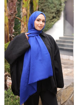 İmaj Butik Saks Mavi Ipekhan Pamuk Jakarlı Şal
