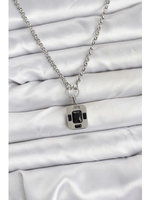 Inure Jewelry 316L Çelik Zincir Gümüş Renk Vintage Model Kadın Kolye