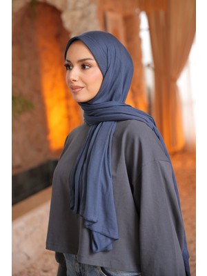 İmaj Butik Lacivert Helen Önü Süngerli Pratik Penye Şal