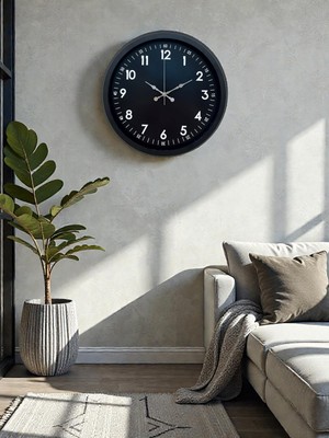 Zentime Pure Dark Black 40 cm Metal Duvar Saati