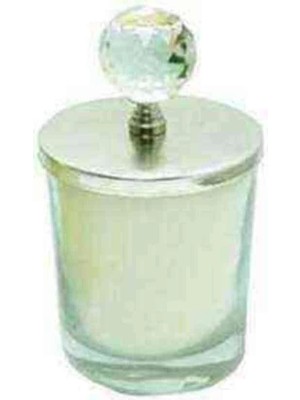 PremiumPort Şeffaf Kristal Kapaklı Gümüş Mumluk, Zarif ve Modern Tasarım