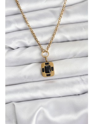 Inure Jewelry 316L Çelik Zincir Gold Renk Vintage Model Kadın Kolye