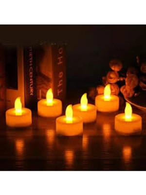 PremiumPort 12'li Sarı LED Tealight Mum Set, Dekoratif ve Şık Aydınlatma Parçası