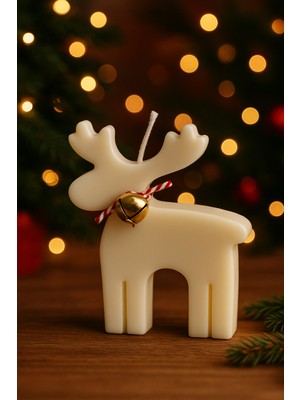 PremiumPort Yılbaşı Geyik Figürlü Mum, Sıcaklık ve Neşe Hissini Artırır