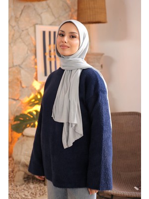 İmaj Butik Açık Gri Helen Önü Süngerli Pratik Penye Şal