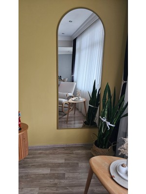 Uğurlu Ayna 180X70 cm Gold Oval Metal Çerçeveli Duvara Monte Boy Aynası